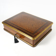 Load image into Gallery viewer, Paul SORMANI Antique French Signed Gaming Box Marquetry Wood Inlay Mother of Pearl Tokens
