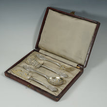 Load image into Gallery viewer, Antique French Sterling Silver Dessert Hors d'Oeuvre Set Gilt Vermeil Pierced Florals