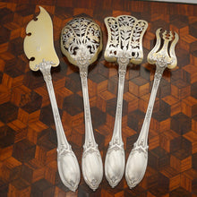 Load image into Gallery viewer, Antique French Sterling Silver Dessert Hors d'Oeuvre Set Gilt Vermeil Pierced Florals