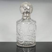 Load image into Gallery viewer, Antique Weinranck & Schmidt German Hanau Silver Cut Crystal Perfume Bottle, Art Nouveau Repousse
