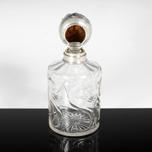 Load image into Gallery viewer, Antique Weinranck & Schmidt German Hanau Silver Cut Crystal Perfume Bottle, Art Nouveau Repousse Flowers