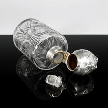 Load image into Gallery viewer, Antique Weinranck & Schmidt German Hanau Silver Cut Crystal Perfume Bottle, Art Nouveau Repousse Flowers