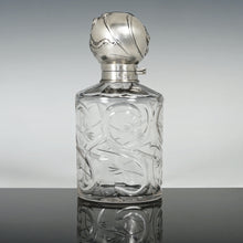 Load image into Gallery viewer, Antique Weinranck & Schmidt German Hanau Silver Cut Crystal Perfume Bottle, Art Nouveau Repousse Flowers