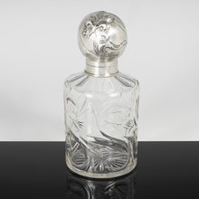 Load image into Gallery viewer, Antique Weinranck & Schmidt German Hanau Silver Cut Crystal Perfume Bottle, Art Nouveau Repousse Flowers