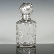 Load image into Gallery viewer, Antique Weinranck & Schmidt German Hanau Silver Cut Crystal Perfume Bottle, Art Nouveau Repousse Flowers
