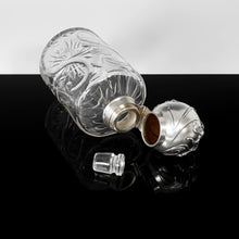 Load image into Gallery viewer, Antique German Hanau Silver Weinranck & Schmidt Cut Crystal Vanity Perfume Bottle, Art Nouveau Repousse