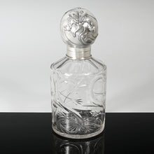 Load image into Gallery viewer, Antique German Hanau Silver Weinranck & Schmidt Cut Crystal Vanity Perfume Bottle, Art Nouveau Repousse