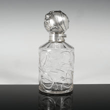 Load image into Gallery viewer, Antique German Hanau Silver Weinranck & Schmidt Cut Crystal Vanity Perfume Bottle, Art Nouveau Repousse