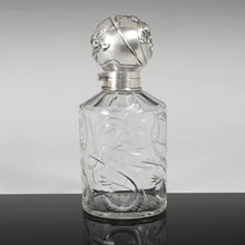 Load image into Gallery viewer, Antique German Hanau Silver Weinranck & Schmidt Cut Crystal Vanity Perfume Bottle, Art Nouveau Repousse