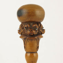 Load image into Gallery viewer, Antique Victorian Carved Wood Figural Wax Seal 3 Headed Dog Cerberus, Glass Eyes