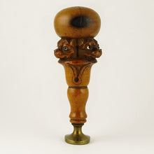 Load image into Gallery viewer, Antique Victorian Carved Wood Figural Wax Seal 3 Headed Dog Cerberus, Glass Eyes