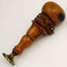 Load image into Gallery viewer, Antique Victorian Carved Wood Figural Wax Seal 3 Headed Dog Cerberus, Glass Eyes