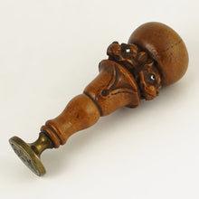 Load image into Gallery viewer, Antique Victorian Carved Wood Figural Wax Seal 3 Headed Dog Cerberus, Glass Eyes