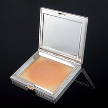Load image into Gallery viewer, Art Deco French 18K Gold & Silver Jeweled Compact Mirror, Ruby & Sapphire Cabochons