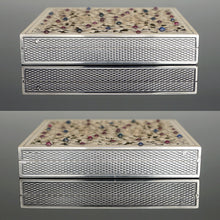 Load image into Gallery viewer, Art Deco French 18K Gold & Silver Jeweled Compact Mirror, Ruby & Sapphire Cabochons