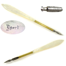 Load image into Gallery viewer, Antique French mother of pearl dip pen writing calligraphy tools
