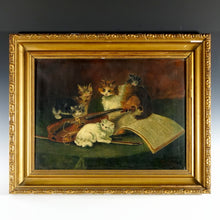 Load image into Gallery viewer, Signed French Oil on Canvas Portrait, Playful Kittens / Cat Genre Painting