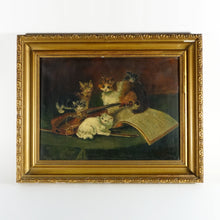 Load image into Gallery viewer, Signed French Oil on Canvas Portrait, Playful Kittens / Cat Genre Painting