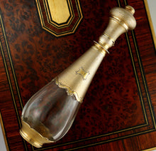Load image into Gallery viewer, Antique French .800 Silver Gold Vermeil Perfume Bottle Glass Tear Drop Shaped Scent Bottle