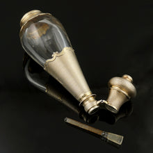 Load image into Gallery viewer, Antique French .800 Silver Gold Vermeil Perfume Bottle Glass Tear Drop Shaped Scent Bottle
