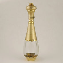 Load image into Gallery viewer, Antique French .800 Silver Gold Vermeil Perfume Bottle Glass Tear Drop Shaped Scent Bottle