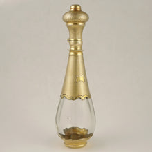 Load image into Gallery viewer, Antique French .800 Silver Gold Vermeil Perfume Bottle Glass Tear Drop Shaped Scent Bottle