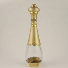Load image into Gallery viewer, Antique French .800 Silver Gold Vermeil Perfume Bottle Glass Tear Drop Shaped Scent Bottle
