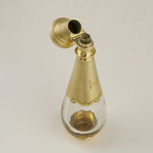 Load image into Gallery viewer, Antique French .800 Silver Gold Vermeil Perfume Bottle Glass Tear Drop Shaped Scent Bottle