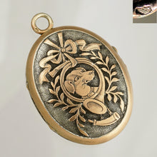 Load image into Gallery viewer, Antique French .800 Silver Photo Locket Pendant, Engraved Dog Portrait
