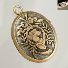 Load image into Gallery viewer, Antique French .800 Silver Photo Locket Pendant, Engraved Dog Portrait