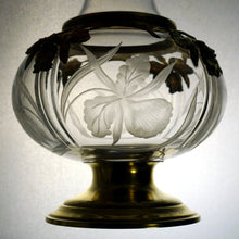Load image into Gallery viewer, Art Nouveau engraved glass crystal iris flowers Antiques French