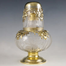 Load image into Gallery viewer, Antique French sterling silver glass tumble up victorian bedroom carafe water decanter
