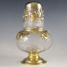 Load image into Gallery viewer, Antique French sterling silver glass tumble up victorian bedroom carafe water decanter