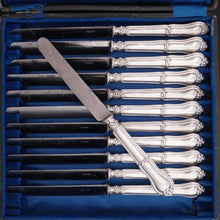 Load image into Gallery viewer, 12 Antique French Sterling Silver Knives, Gordian Knot Pattern