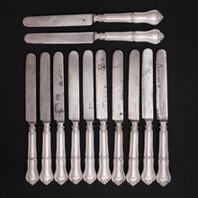 Load image into Gallery viewer, 12 Antique French Sterling Silver Knives, Gordian Knot Pattern