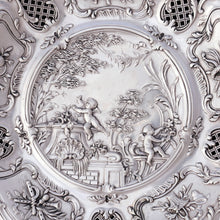 Load image into Gallery viewer, Antique French Sterling Silver Footed Compote Repousse Cherubs & Pierced Lattice, Centerpiece Tray