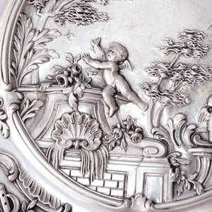 french antique silver cherub repousse scene