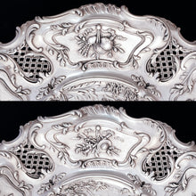 Load image into Gallery viewer, Antique French Sterling Silver Footed Compote Repousse Cherubs &amp; Pierced Lattice, Centerpiece Tray
