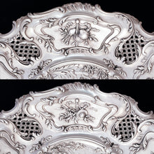 Load image into Gallery viewer, Antique French Sterling Silver Footed Compote Repousse Cherubs & Pierced Lattice, Centerpiece Tray