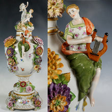 Load image into Gallery viewer, Large German Porcelain Urn Von Schierholz | Hand Painted Applied Flowers, Putti & Maiden Figures