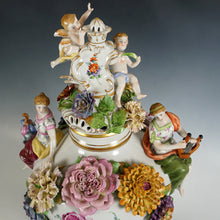 Load image into Gallery viewer, Large German Porcelain Urn Von Schierholz | Hand Painted Applied Flowers, Putti & Maiden Figures