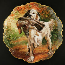 Load image into Gallery viewer, Antique French Limoges Porcelain Hand Painted Scene Hunting Dog & Pheasant Charger Plate, Artist Signed Roche