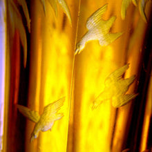 Load image into Gallery viewer, Antique Bohemian Cut to Clear Amber Overly Scent / Perfume Bottle Chatelaine, Dog & Bird Theme