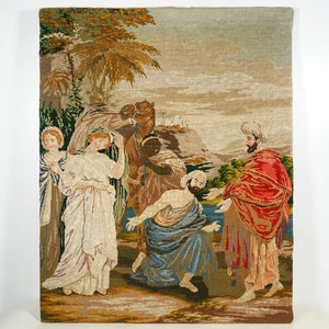 Petit Point Hand Done Needlepoint Tapestry Berlin Wool Needlework Wall Hanging Religious Biblical Scene