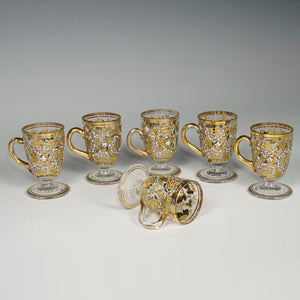 Antique Bohemian Moser enamel glass cordial cups