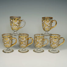 Load image into Gallery viewer, Antique Bohemian Moser Raised Gold Enamel Glass Liquor Service Decanter Cordials