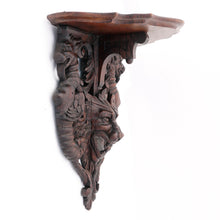 Load image into Gallery viewer, Antique Victorian Hand Carved Wood Wall Shelf Mount Bracket, Lion Face