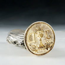 Load image into Gallery viewer, Antique .900 Silver Religious Virgin Mary Figural Wax Seal Desk Stamp, Original Box