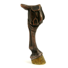Load image into Gallery viewer, Antique Wax Seal Crown Monogram Figural Horse Leg, Saddle & Hoof, Equestrian Desk Stamp