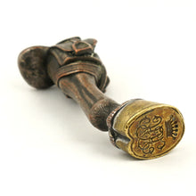 Load image into Gallery viewer, Antique Wax Seal Crown Monogram Figural Horse Leg, Saddle & Hoof, Equestrian Desk Stamp